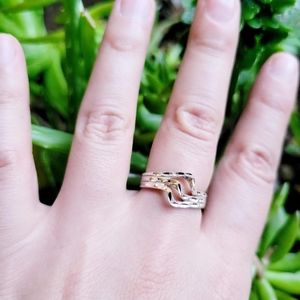 Vintage 925 Solid Sterling Silver Hammered Wave Ring, size 6